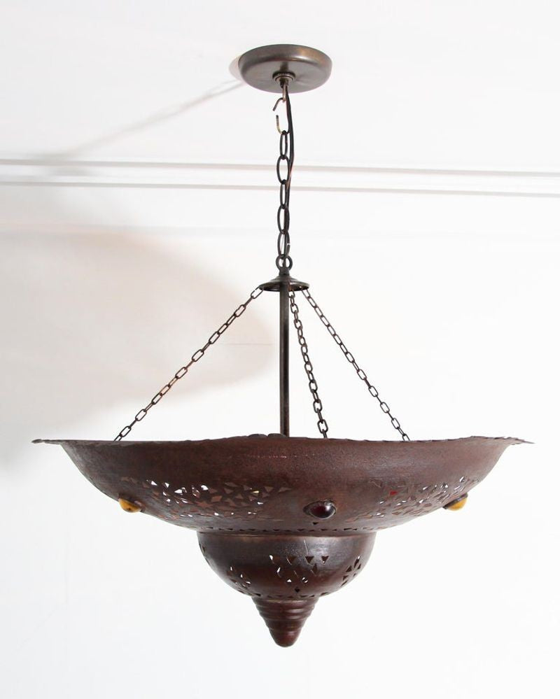 Handcrafted Moroccan Metal Chandelier with Moorish Design