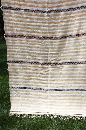Vintage Folk Art Moroccan Handcrafted Wedding Blanket Throw with Sequins 5