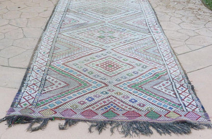 1960s Vintage Zemmour Moroccan Berber Rug Runner