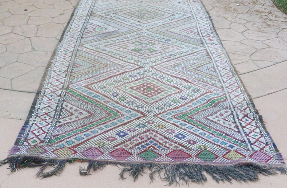 1960s Vintage Zemmour Moroccan Berber Rug Runner