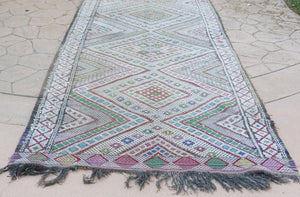 1960s Vintage Zemmour Moroccan Berber Rug Runner