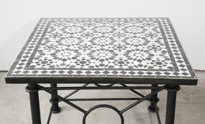 Moroccan Fez Mosaic Tile Coffee Table in Black and White