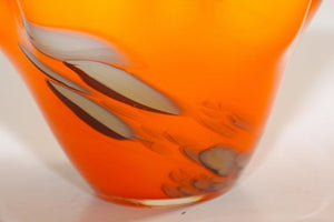 Murano Art Glass Venetian Fulvio Bianconi Vase Orange Freeform Handkerchief