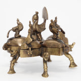 Antique Hindu Brass Box with Peacocks and Elephants