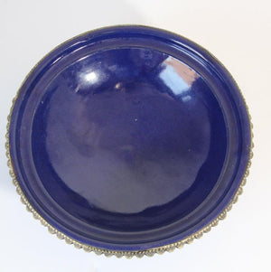 Cobalt Blue Moroccan Ceramic Bowl with Silver Overlay