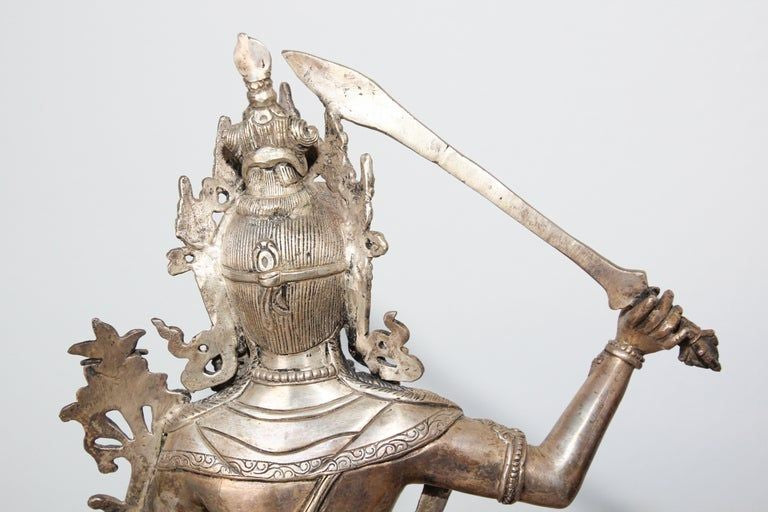 Silvered Metal Manjushri, Sino, Tibetan Buddhist Deity