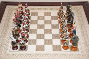 The Raj Hand Painted India-British War 1857 Game Chess with Table
