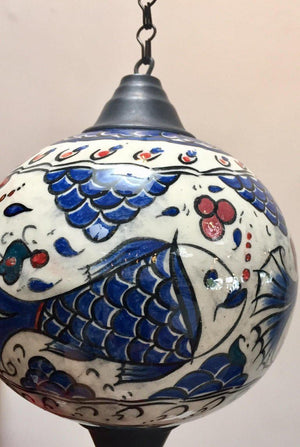 Turkish Kutahya Pottery Polychrome Hand Painted Ceramic Hanging Ornament