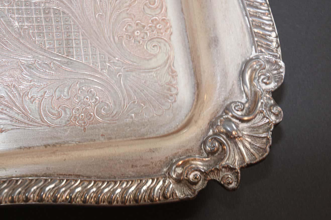 Vintage Large Silver Plate Tray George IV English Style