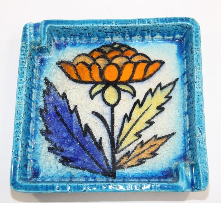 Blue Ceramic Ashtray by Aldo Londi for Bitossi Handcrafted in Italy