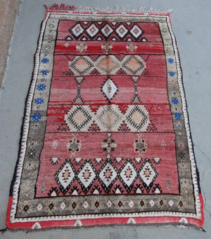 Moroccan Vintage Hand-Woven Boujad Berber Rug, circa 1960