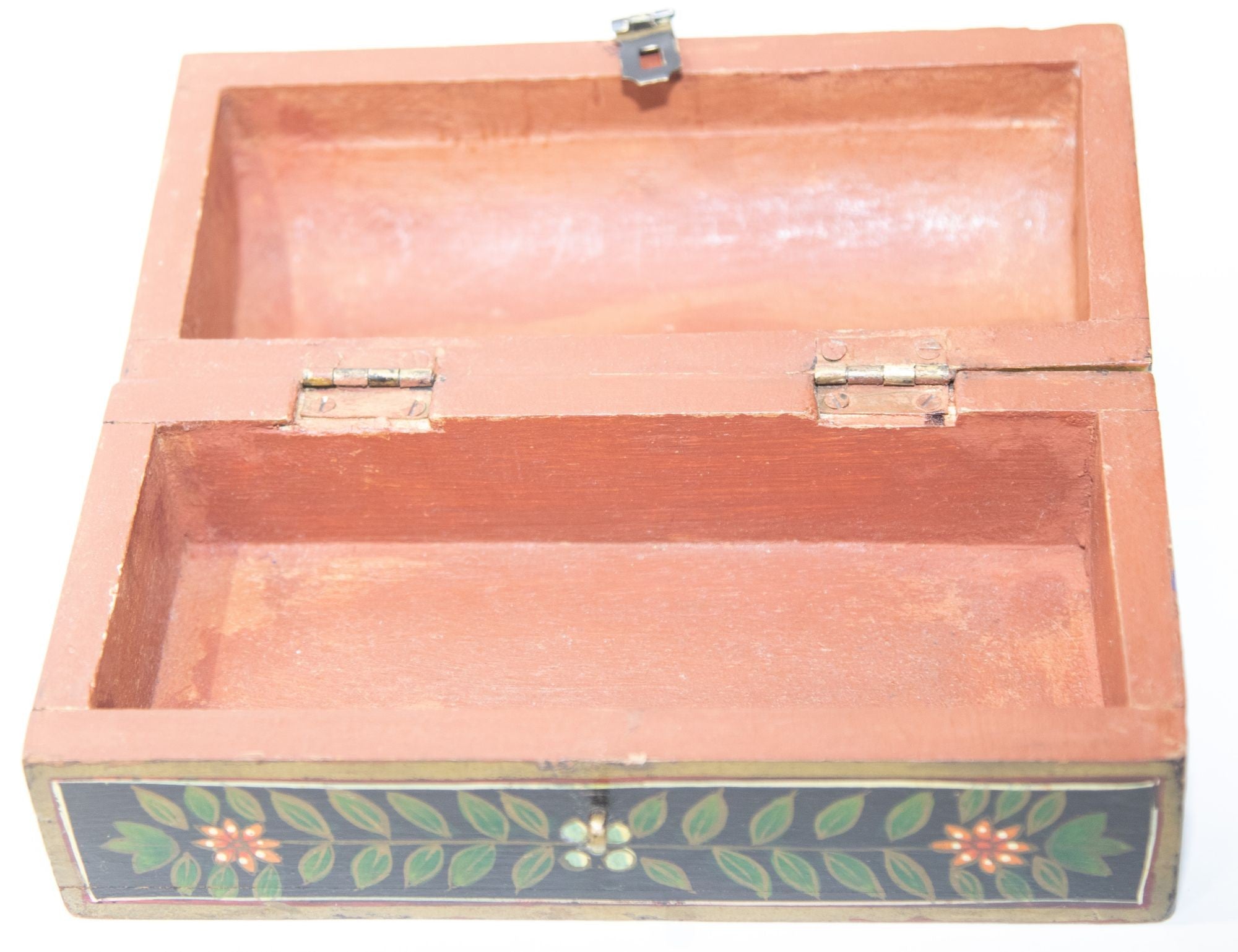 Indian Wood Pen Box with Hand Painted Figural Scenes