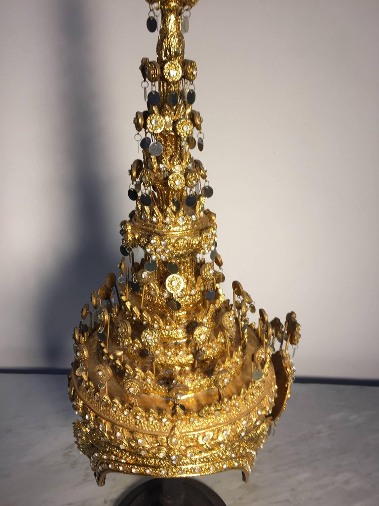 Gilt Thai Ceremonial Headdress, Hand-Crafted Folk Art, 20th Century