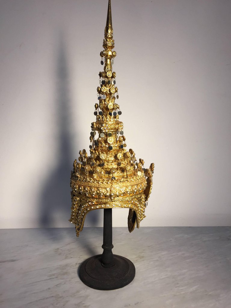 Gilt Thai Ceremonial Headdress, Hand-Crafted Folk Art, 20th Century