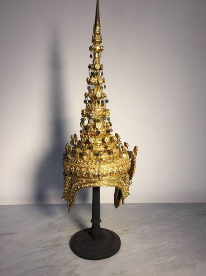 Gilt Thai Ceremonial Headdress, Hand-Crafted Folk Art, 20th Century
