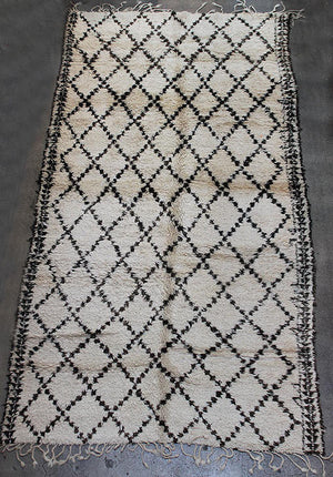 Moroccan White and Black Beni Ouarain Rug
