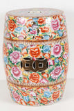 Japanese Pink Ceramic Garden Seat with Lucky Coins