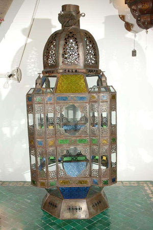 Moroccan Vintage Moorish Glass Lantern from Marrakech