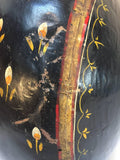 Metal Mughal Style Black Hand-Painted Water Jug Vase Rajasthan India