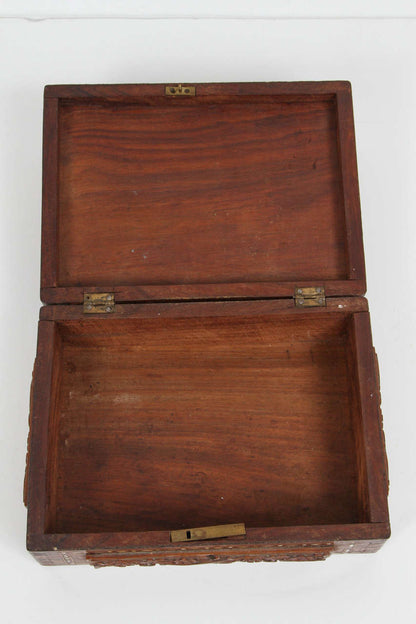 19th Century Anglo-Indian Mughal Jewelry Box, Hand-Carved Sandalwood
