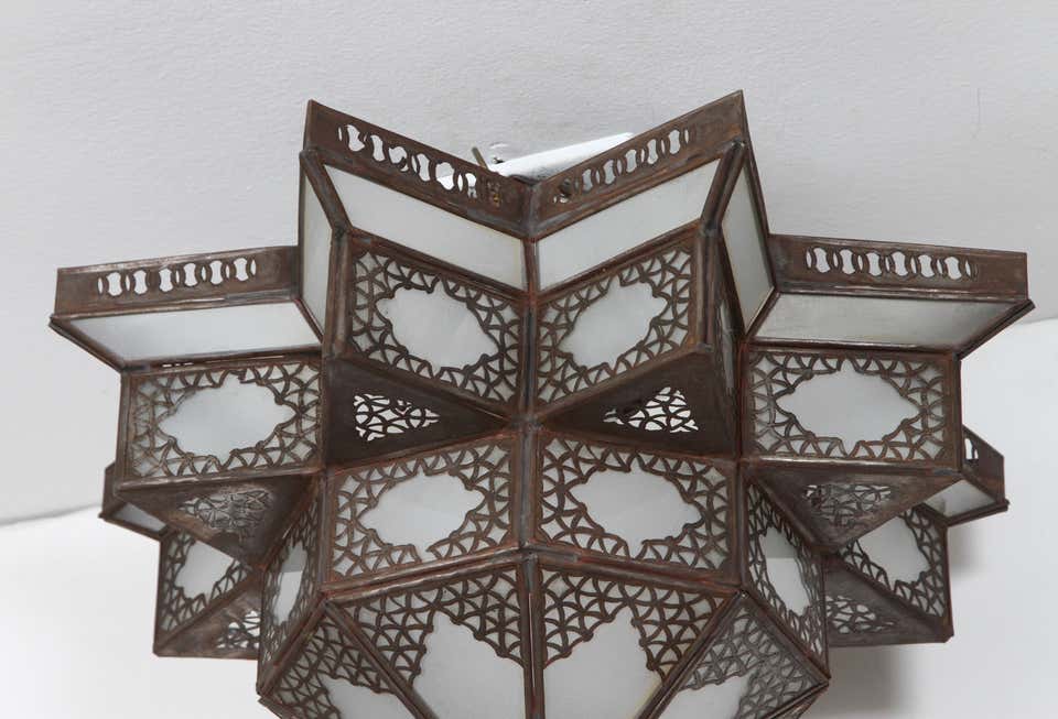 Moroccan Moorish Star Shape Frosted Glass Lantern Light Shade – view 2