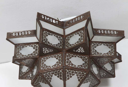 Moroccan Moorish Star Shape Frosted Glass Lantern Light Shade – view 2