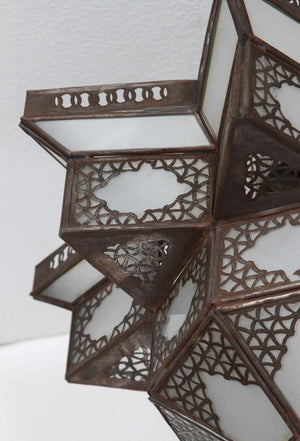 Moroccan Moorish Star Shape Frosted Glass Lantern Light Shade