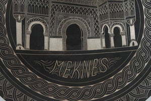Moroccan Hanging Black Metal Tray from Meknes