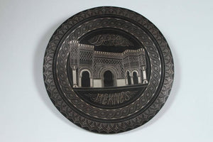 Moroccan Hanging Black Metal Tray from Meknes