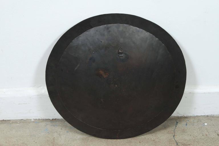 Moroccan Hand Chased Black Metal Tray in Moorish Style, 20th Century