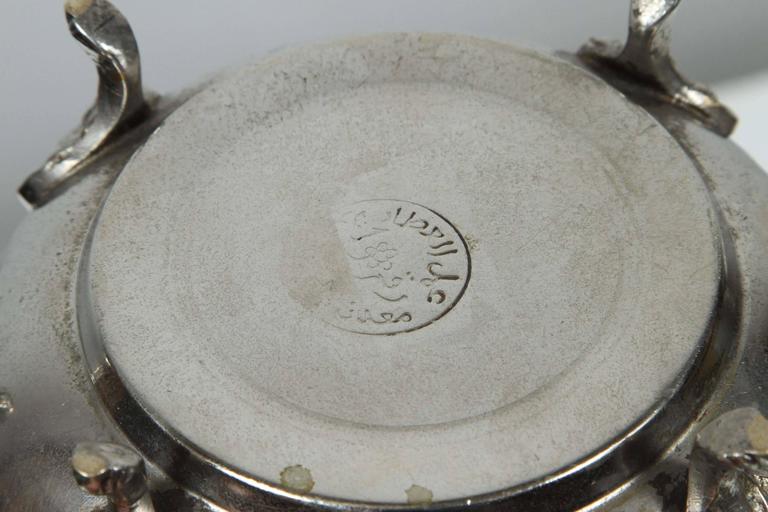 Moorish Silver Plated Tea Pot, Handcrafted Brass, Morocco, 1940