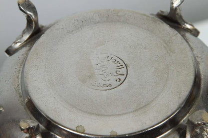 Moorish Silver Plated Tea Pot, Handcrafted Brass, Morocco, 1940
