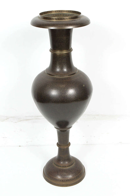 Pair of Kashmiri Indo-Persian Lacquered Metal Copper Vases