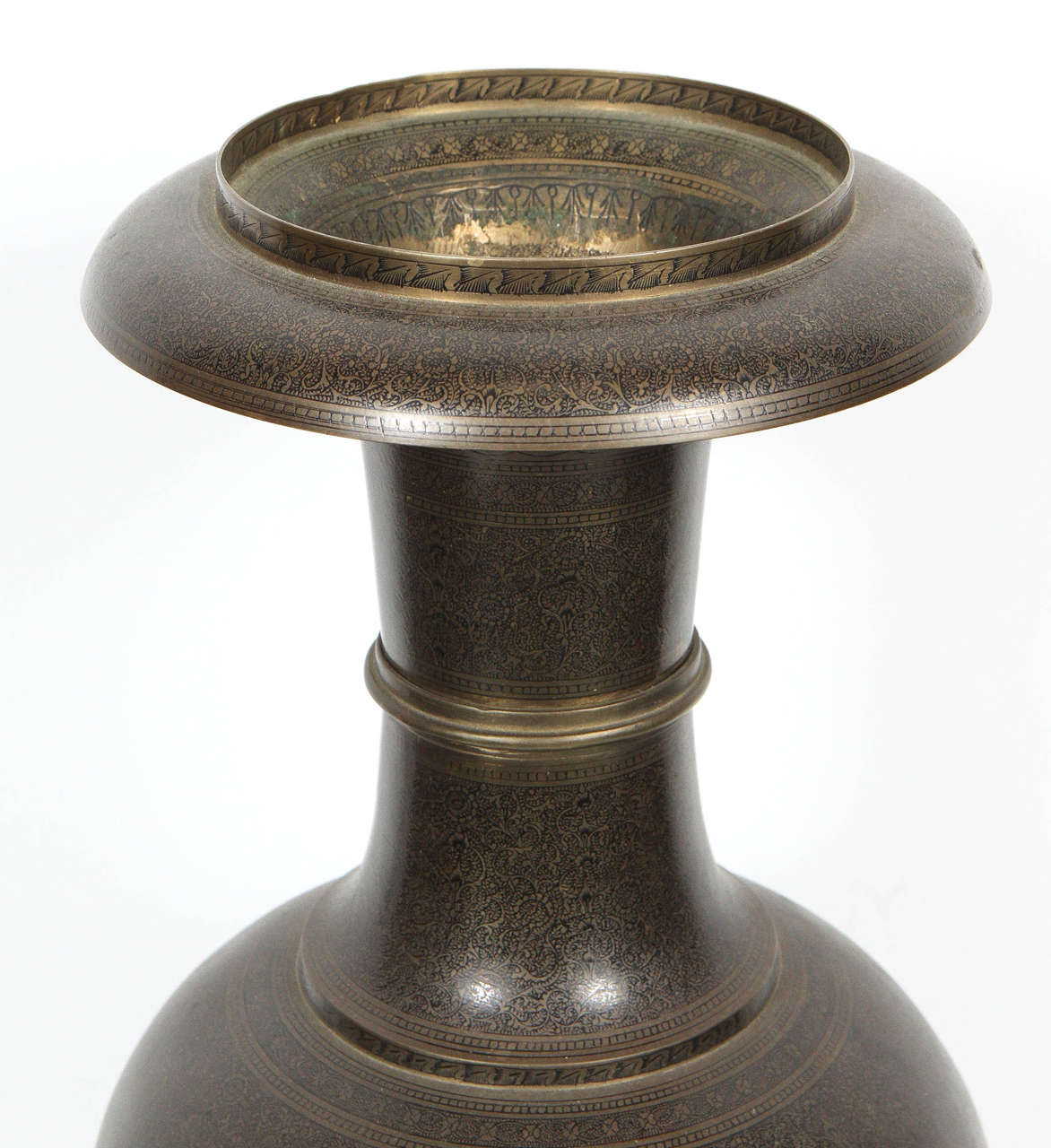 Pair of Kashmiri Indo-Persian Lacquered Metal Copper Vases