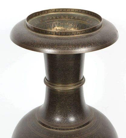 Pair of Kashmiri Indo-Persian Lacquered Metal Copper Vases