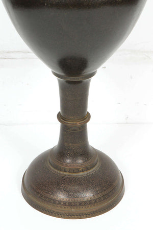 Pair of Kashmiri Indo-Persian Lacquered Copper Vases