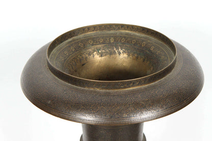 Pair of Kashmiri Indo-Persian Lacquered Metal Copper Vases