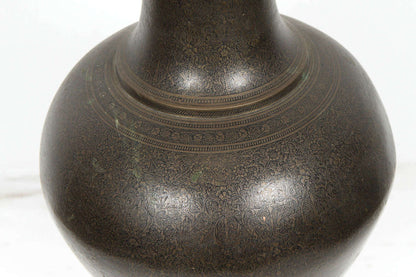 Pair of Kashmiri Indo-Persian Lacquered Metal Copper Vases