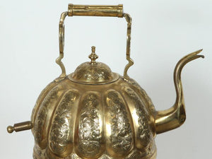 Moroccan Brass Kettle on Stand Handcrafted in Fez Morocco