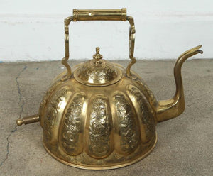 Moroccan Brass Kettle on Stand Handcrafted in Fez Morocco