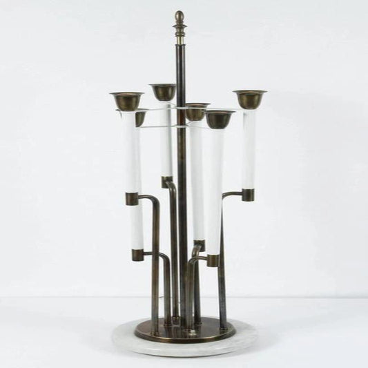 Brass and Marble Tommi Parzinger Stiffel Brass Plated Lamp