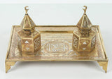 Polished Brass Islamic Moorish Style Desk Inkwells Set