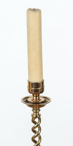 Pair of English Polished Cast Brass Candle Stands