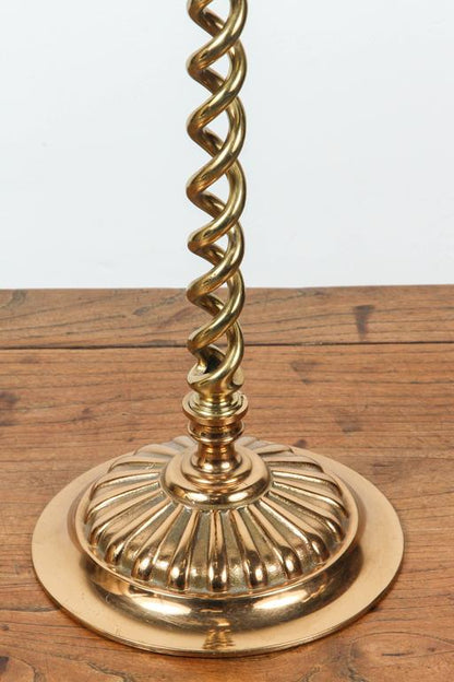 Pair of English Polished Cast Brass Candle Stands