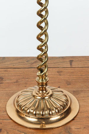 Pair of English Polished Cast Brass Candle Stands