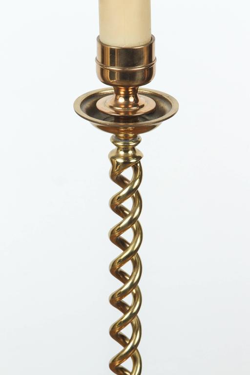 Pair of English Polished Cast Brass Candle Stands - E-mosaik