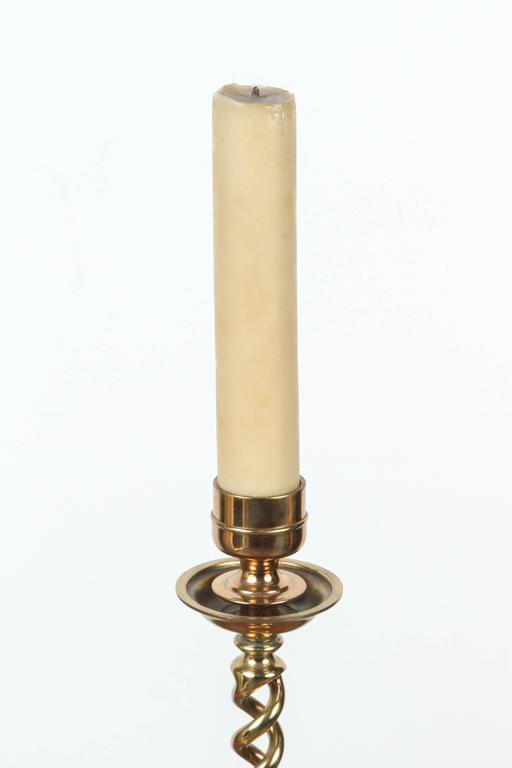Pair of English Polished Cast Brass Candle Stands