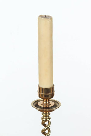 Pair of English Polished Cast Brass Candle Stands