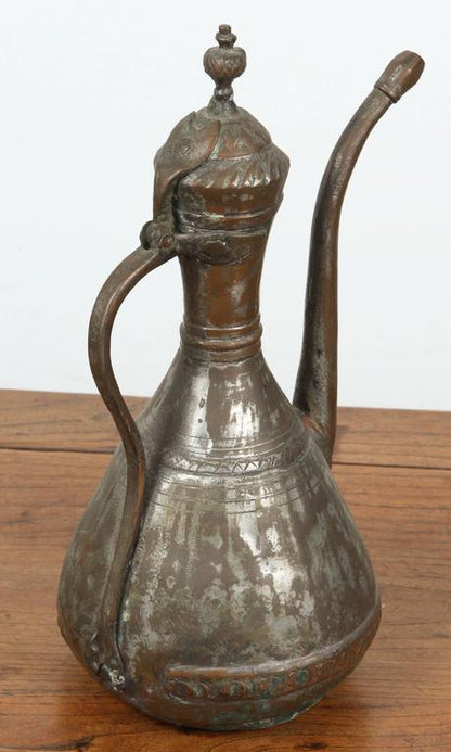 Middle Eastern Persian Tinned Copper Ewer