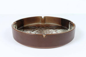 Large Vintage Brown Round Ceramic California Studio Cigar Ashtray Catchall